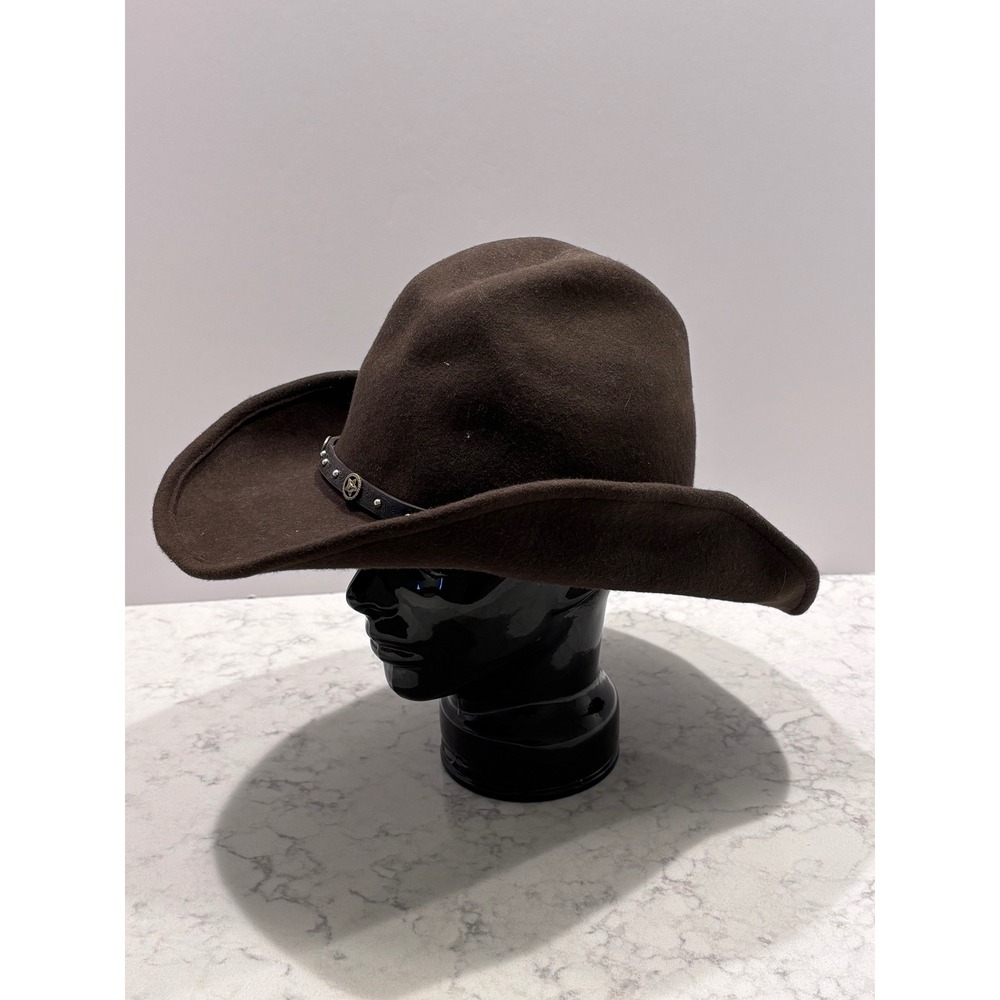 Cody James Mens Brown Wool Cowboy Hat Star Concho Studded Western BBCJDF166 XL